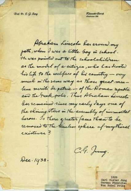 Carl Jung's letter written in 1938 about Abraham Lincoln 10 abraham lincoln
